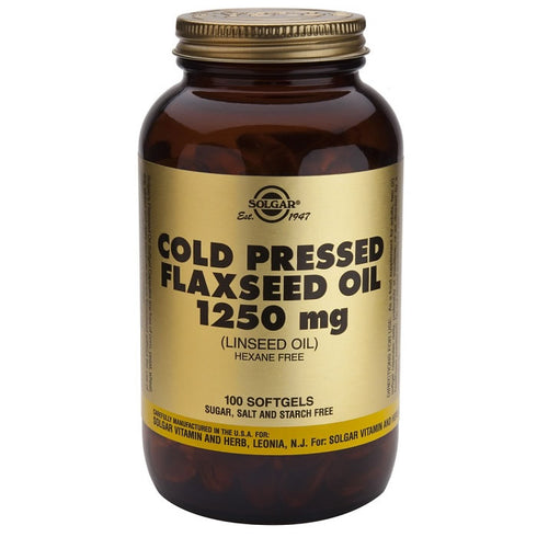 Solgar Cold Pressed Flaxseed Oil 1250mg 100 Softgels - Jag Couture Beauty