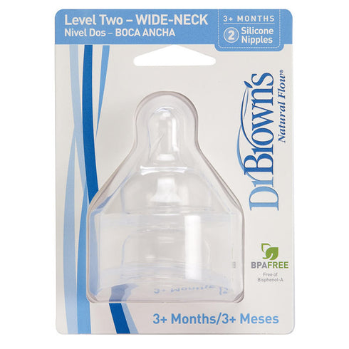 Dr Brown's Teat Size 2 Wide Neck Teat Silicone +3 Months, 2 Units - Jag Couture Beauty
