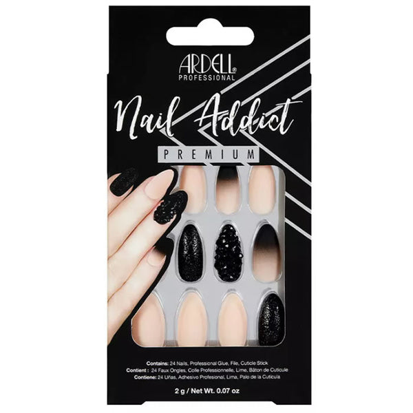 Ardell Nail Addict Black Stud y Pink Ombre False Nails Jag Couture Beauty