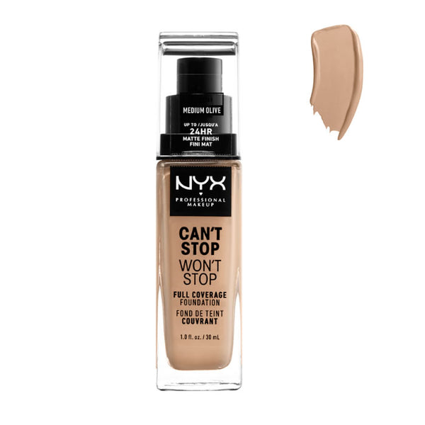 Nyx Can´t Stop Won´t Stop Full Coverage Foundation Medium Olive 30ml - Jag Couture Beauty