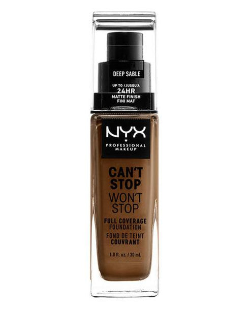 Nyx – Can‘t Stop – Won‘t Stop – Foundation mit vollständiger Abdeckung, Deep Sable, 30 ml