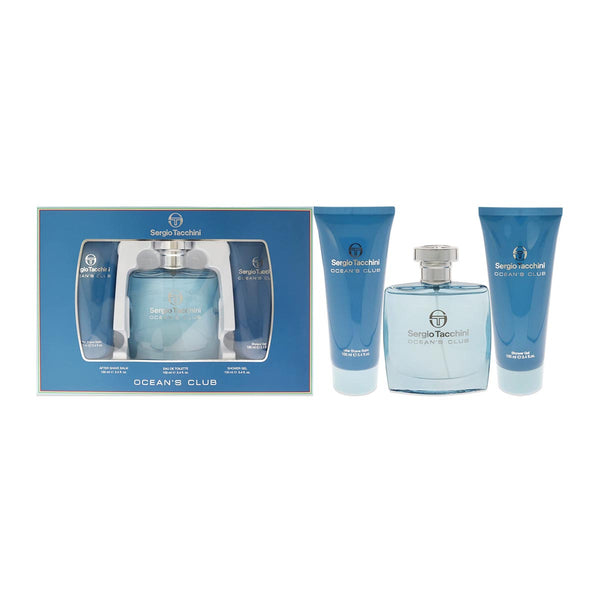 Sergio Tacchini Ocean's Club Eau De Toilette 100ml Spray Balsamo After Shave 100ml Gel De Baño 100ml - Jag Couture Beauty