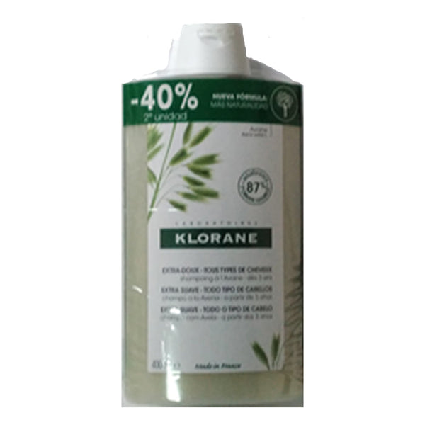 Klorane Champú Extra Suave Hafer 2x400ml