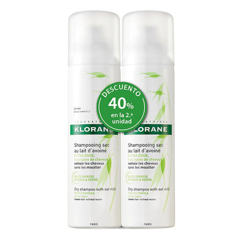 Klorane Ultra Gentle Dry Shampoo Oat Extract 2x150 ml - Jag Couture Beauty