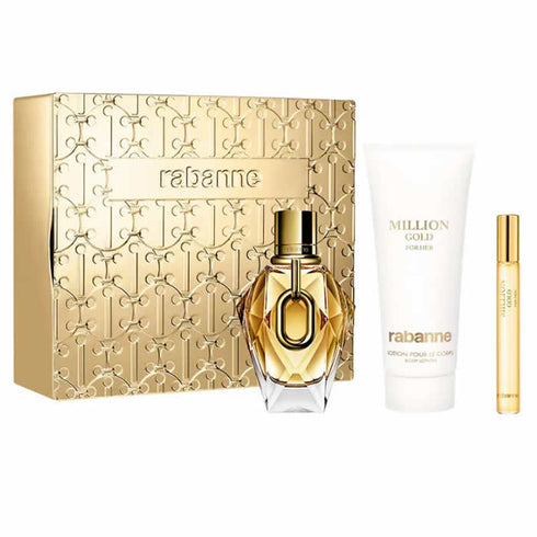 Rabanne Million Gold For Her Eau De Parfum Spray 90ml Set 3 Pieces - Jag Couture Beauty