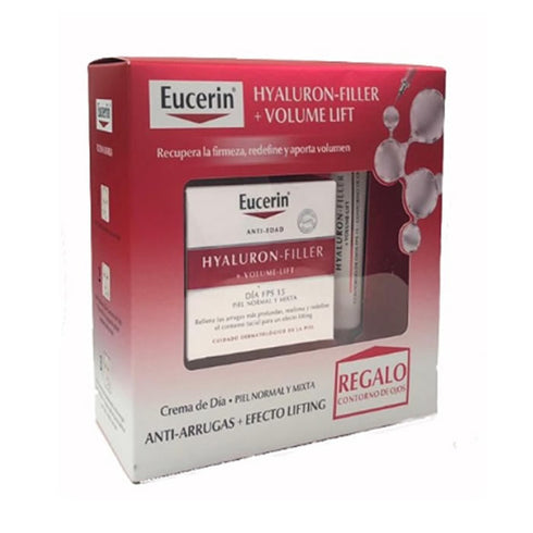 Eucerin Pack Hyaluron-Filler Volume-Lift Day Cream Normal y Combination Skin 50ml Eye Contour 15ml - Jag Couture Beauty