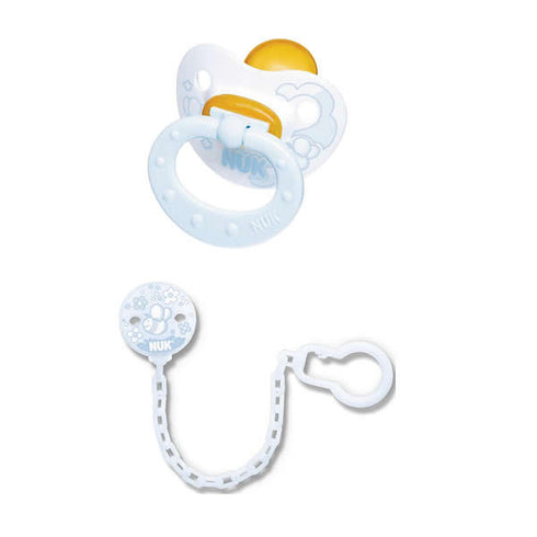 Nuk Rose & Blue Soothers T2 Colour Blue Latex 6-18 Months + Soother Band 1 Units - Jag Couture Beauty