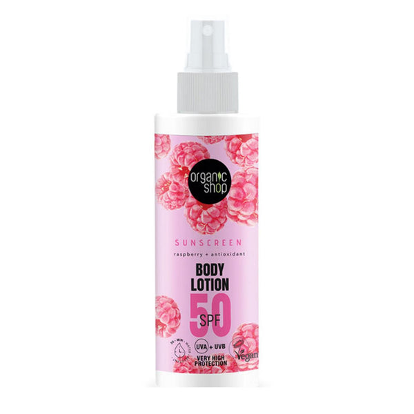 Organic Shop Raspberry Locion Corporal Spf50 150ml - Jag Couture Beauty