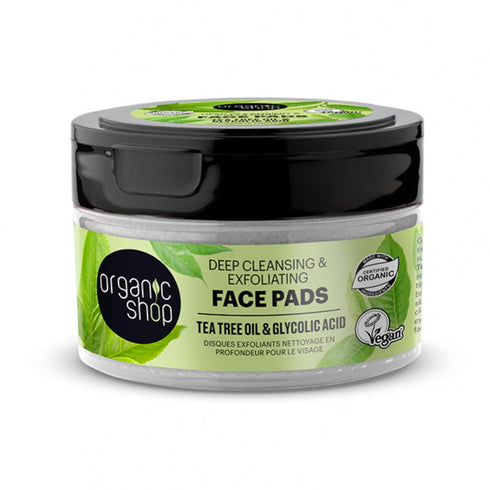 Organic Shop Tea Tree Discos Faciales Exfoliantes Oil Deep Cleansing 20un Jag Couture Beauty