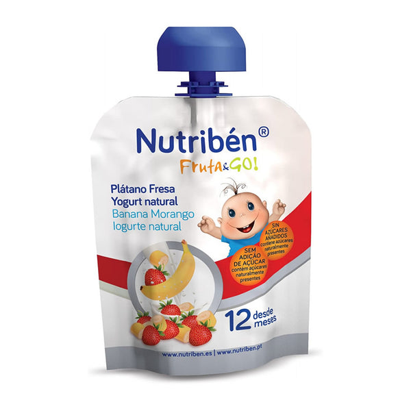 Nutribén Fruit & Go Banana, Strawberry, And Natural Yogurt 90g - Jag Couture Beauty