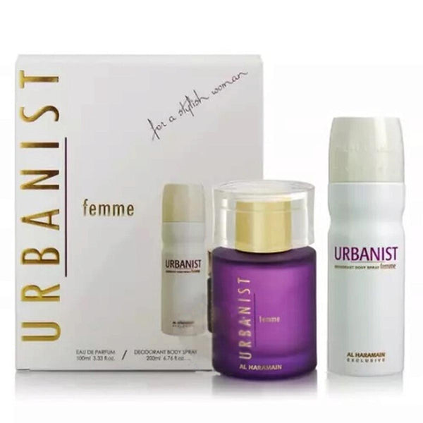 Al Haramain Urbanist Femme Eau De Parfum 100ml Spray Desodorante Corporal 200ml Spray - Jag Couture Beauty