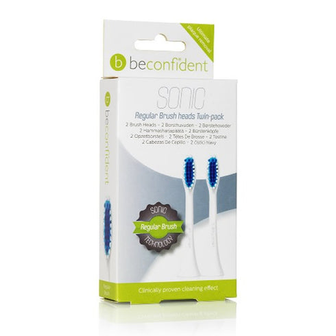 Beconfident Sonic Regular Brush Heads White 2 Units - Jag Couture Beauty