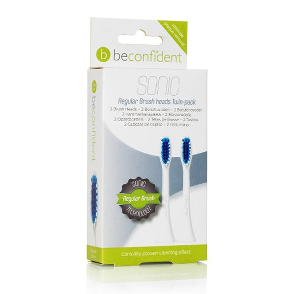 Beconfident Sonic Regular Brush Heads White 2 Units - Jag Couture Beauty