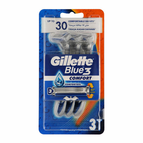 Gillette Blue 2 Comfort Cuchillas De Afeitar 3un - Jag Couture Beauty