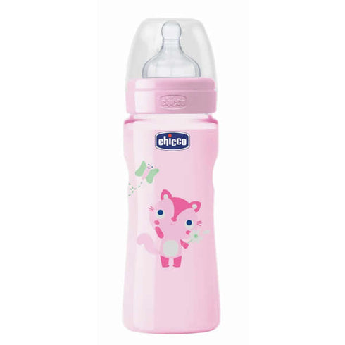 Chicco Well-Being Silicone Baby Bottle PP Fast Flux Rose 4m+ 330ml Jag Couture Beauty
