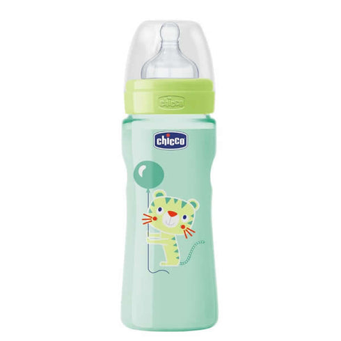 Chicco Well-Being Silicone Baby Bottle PP Fast Flux Green 4m+ 330ml Jag Couture Beauty