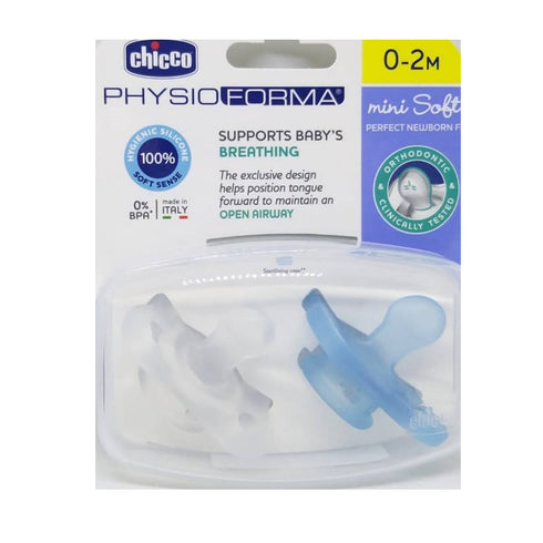 Chicco PhysioForma Mini Soft Blue Silicone Suck 0-2Meses 2 Units Jag Couture Beauty