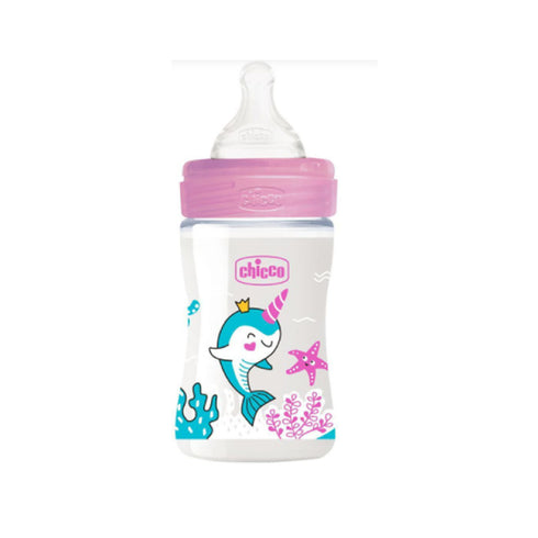 Chicco Well-Being Colors Silicone Feeding Bottle Slow Flow Anti-Colic System Pink 0m+ 150ml - Jag Couture Beauty