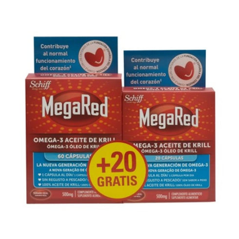 MegaRed Omega 3 Krill Oil 60+20 Capsules - Jag Couture Beauty