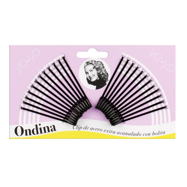 Eurostil Acanalado Clips Acero Con Bolita Negra 50mm Pack 1un - Jag Couture Beauty