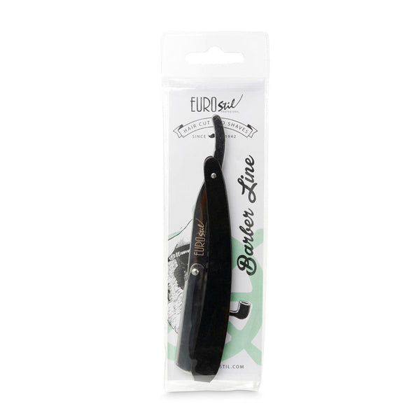 Eurostil Barber Line Navaja De Afeitar Hoja Intercambiable Mango Negro 1un - Jag Couture Beauty