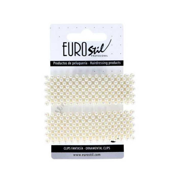 Eurostil Fantasia Doradas Clips Rectangulares Con Perlas Pack 1un - Jag Couture Beauty