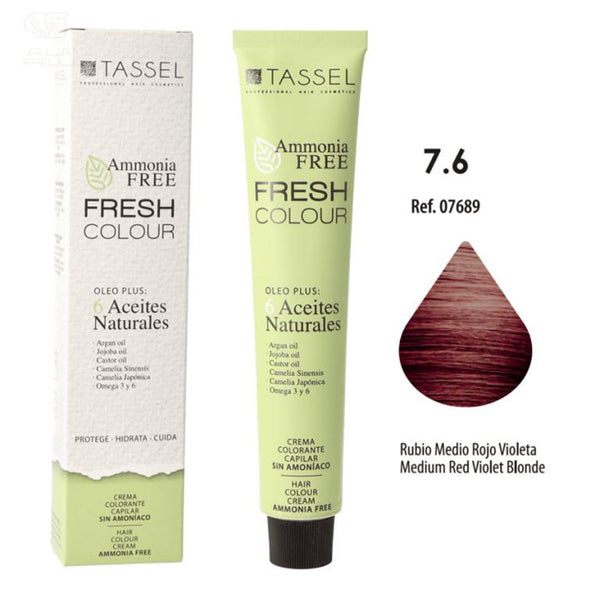 Eurostil Fresh Colour Crema Decolorante 7,6 Rubio Medio Rojo Violeta Sin Amoniaco 1un - Jag Couture Beauty