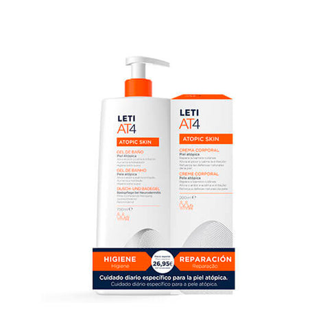 Leti AT4 Pack Atopic Skin Bath Gel Dermograso 750ml + Moisturising Cream 200ml - Jag Couture Beauty