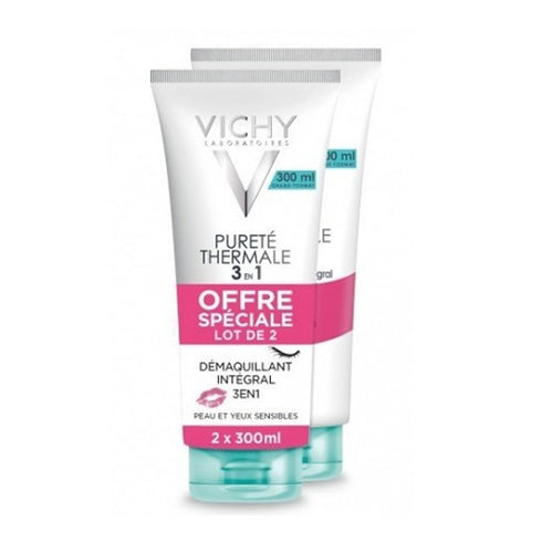 Vichy Pureté Thermale 3 En 1 Démaquillant Intégral Peau Sensible 2x300ml - Jag Couture Beauty