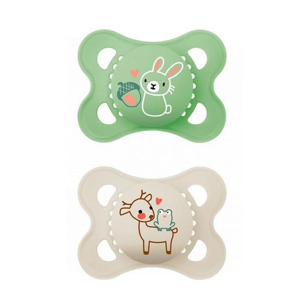 Mam Original Pure Silicone Pacifier 2-6 Months Green/Beige Smooth - 2 Units - Jag Couture Beauty
