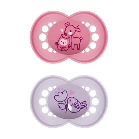 Mam Original Pure Silicone Pacifier +6 Months Pink/Purple - 2 Units - Jag Couture Beauty