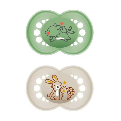 Mam Original Pure Silicone Pacifier +6 Months Green/Beige - 2 Units - Jag Couture Beauty