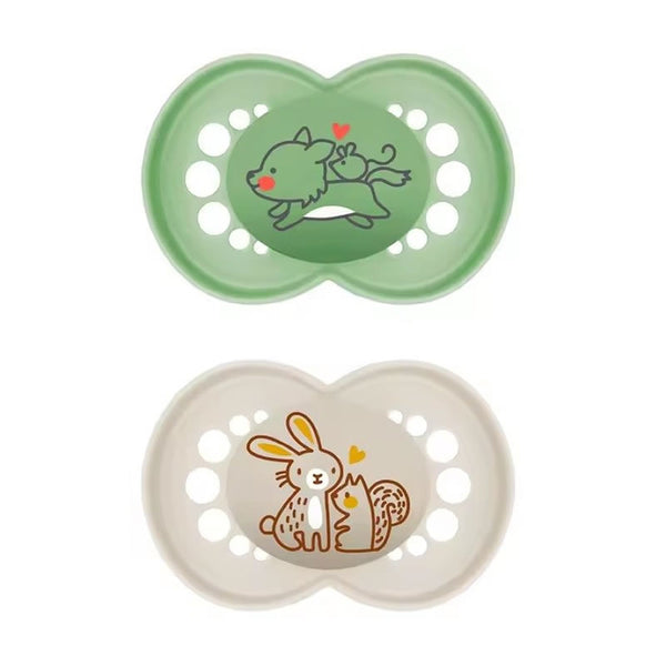 Mam Original Pure Silicone Pacifier +6 Months Green/Beige - 2 Units - Jag Couture Beauty