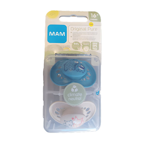 Mam Silicone Pacifier Original Pure+16M 2Units Blue - Jag Couture Beauty