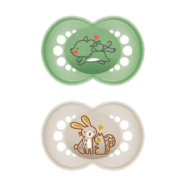 Mam Original Pure Silicone Pacifier +16 Months Green/Beige 2 Units - Jag Couture Beauty
