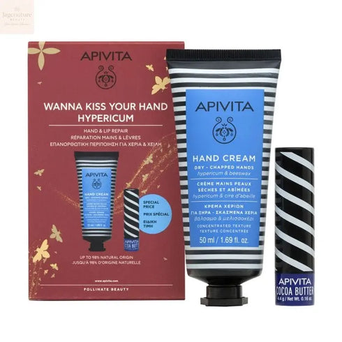 Apivita Hypericum Hand Cream 50ml+ Lip Balm 4.4g Set 2 Pieces - Jag Couture Beauty