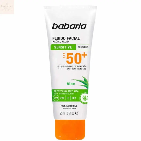 Babaria Facial Fluid Sensitive Skin Spf50 75ml - Jag Couture Beauty