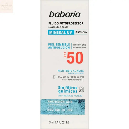 Babaria Sun Mineral Fotoprotector Facial Fluid Spf50 50ml Jag Couture Beauty