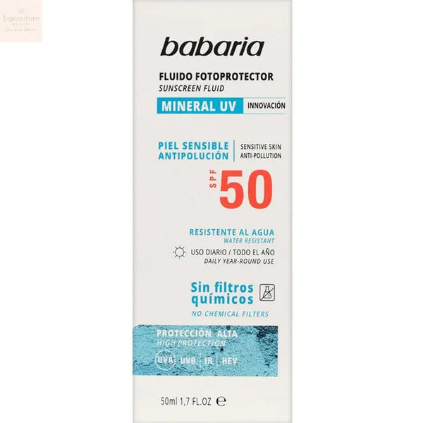 Babaria Sun Mineral Fotoprotector Facial Fluid Spf50 50ml Jag Couture Beauty