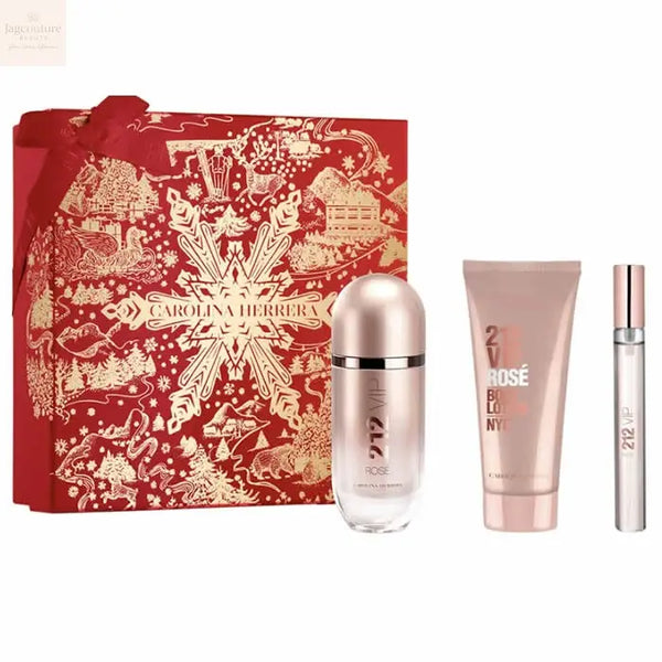 Carolina Herrera 212 Vip Rose Eau De Perfume Spray 80ml Set 3 Pieces - Jag Couture Beauty