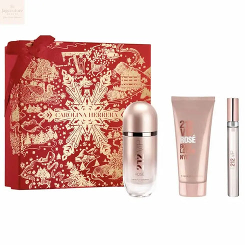 Carolina Herrera 212 Vip Rose Eau De Perfume Spray 80ml Set 3 Pieces - Jag Couture Beauty