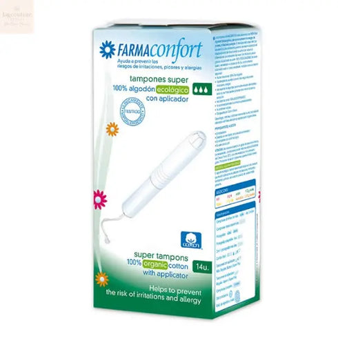 FarmaConfort Cotton Tampons With Applicator Size Super 14 Units Jag Couture Beauty