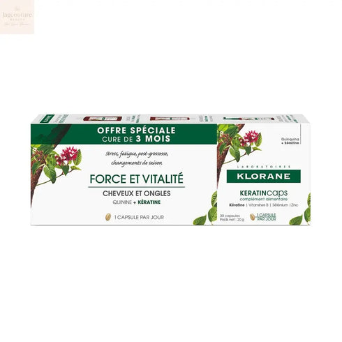 Klorane Keratincaps Anti-Hair Loss 3 x 30 Capsules Jag Couture Beauty