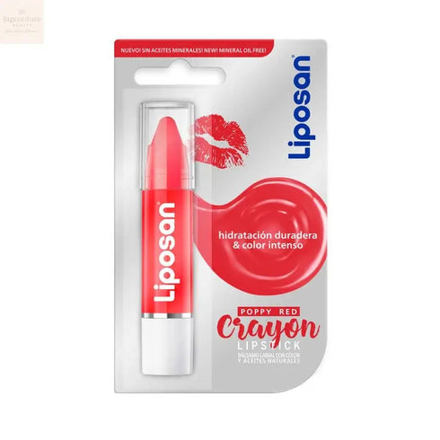 Liposan Crayon Lip Balm With Colour Poppy Red - Jag Couture Beauty
