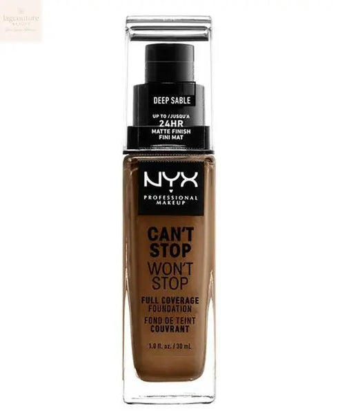Nyx Can't Stop Won't Stop Full Coverage Foundation Deep Sable 30ml Jag Couture Beauty