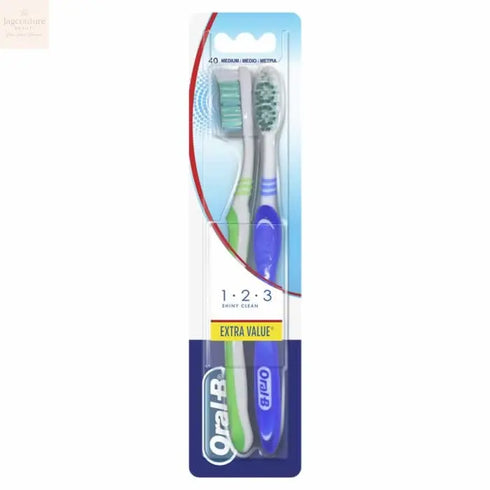 Oral-B Shiny Clean Toothbrush Medium 2 Units Jag Couture Beauty