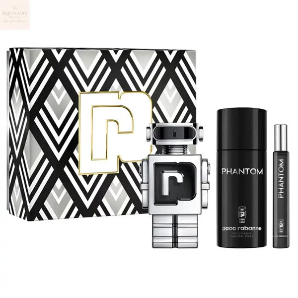 Paco Rabanne Phantom Eau de Toilette Spray 100ml Set 3 Pieces Jag Couture Beauty