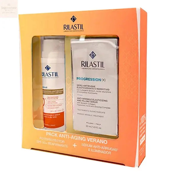 Rilastil Pack Age Repair Spf50 50ml + Progression Serum 30ml Set 2 Pieces - Jag Couture Beauty