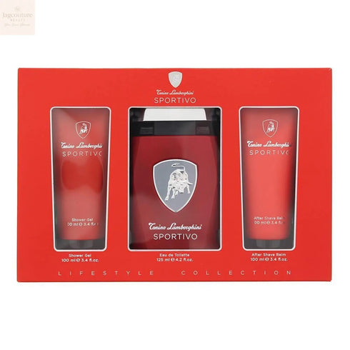 Tonino Lamborghini Sportivo Eau De Toilette 125ml Spray Gel De Baño 100ml Balsamo After Shave 100ml - Jag Couture Beauty