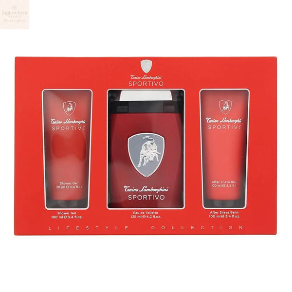 Tonino Lamborghini Sportivo Eau De Toilette 125ml Spray Gel De Baño 100ml Balsamo After Shave 100ml - Jag Couture Beauty